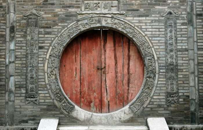 Chinese door in Hutong alley